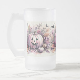 Taza De Cristal Esmerilado Calabazas de Halloween otoñales