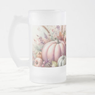 Taza De Cristal Esmerilado Calabazas de otoño de colores pastel pintura acuar