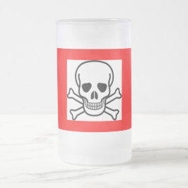 Taza De Cristal Esmerilado calavera y huesos Cerveza