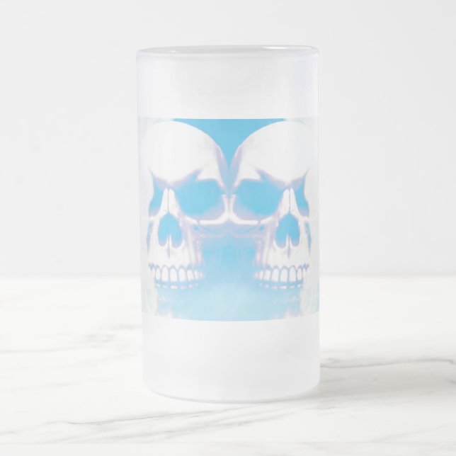 Taza De Cristal Esmerilado Calaveras en las nubes (Centro)