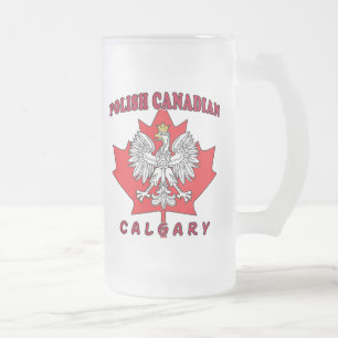 Taza De Cristal Esmerilado Calgary Polaco Canadiense Leaf