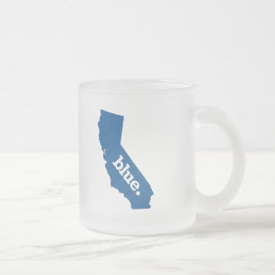 TAZA DE CRISTAL ESMERILADO CALIFORNIA ESTADO AZUL