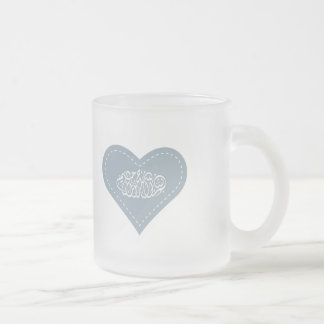 Taza De Cristal Esmerilado Caligrafía azul islámica del bismillah de la
