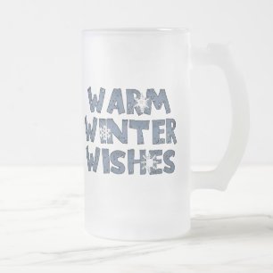 Taza De Cristal Esmerilado Calurosos Deseos De Invierno De La Mugre De Escarc