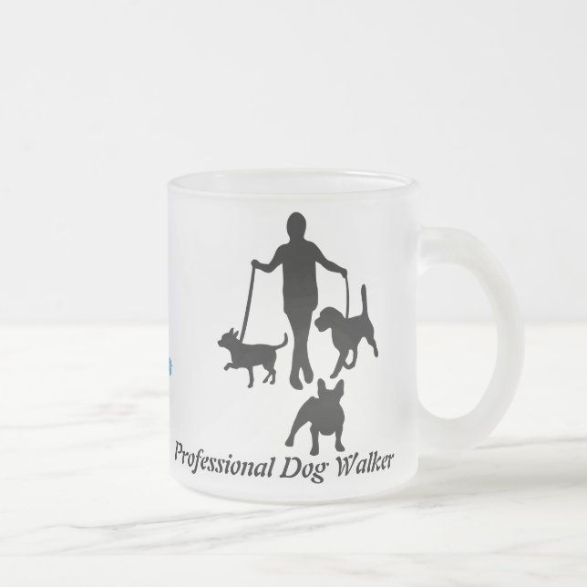Taza De Cristal Esmerilado Caminante profesional del perro (Derecha)