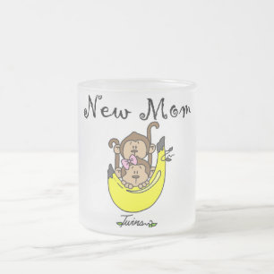 Taza De Cristal Esmerilado Camisas Twin Boy y Chica New Mom