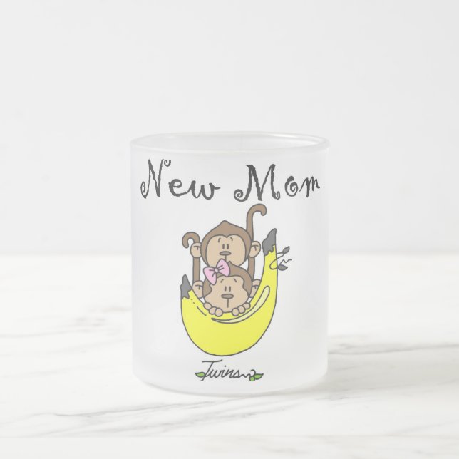 Taza De Cristal Esmerilado Camisas Twin Boy y Chica New Mom (Centro)