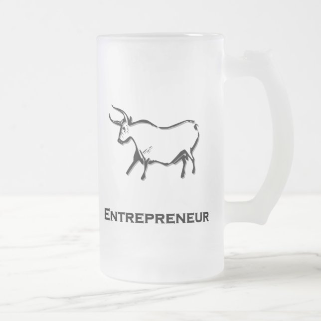 Taza De Cristal Esmerilado Camiseta Emprendedora Bull Black (Derecha)