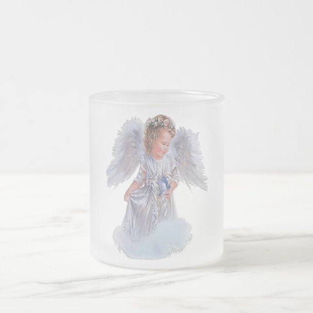 Taza De Cristal Esmerilado Camisetas de ángeles (Centro)