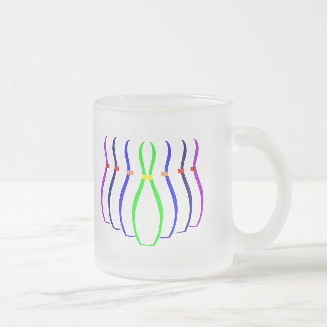Taza De Cristal Esmerilado Camisetas de boliche y regalos. (Derecha)