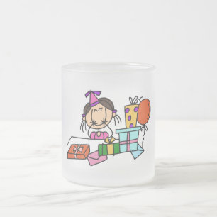 Taza De Cristal Esmerilado Camisetas de chica de pelo castaño con regalos de