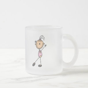 Taza De Cristal Esmerilado Camisetas de gimnasia de figura de palo de niña y
