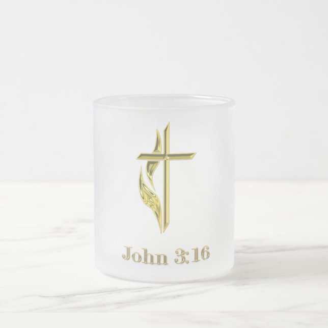 Taza De Cristal Esmerilado Camisetas John 3:16 y más (Centro)
