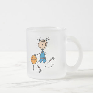 Taza De Cristal Esmerilado Camisetas y regalos azules del baloncesto de los