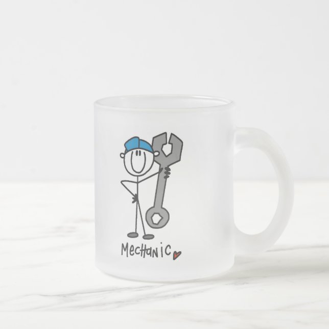 Taza De Cristal Esmerilado Camisetas y regalos básicos del mecánico (Derecha)