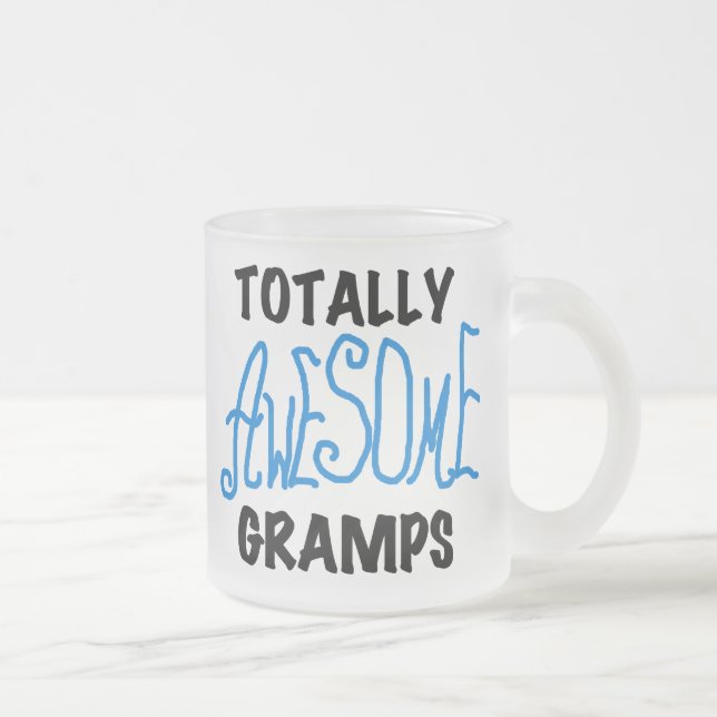 Taza De Cristal Esmerilado Camisetas y regalos Blue Totalmente Awesome Gramps (Derecha)