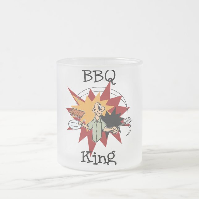 Taza De Cristal Esmerilado Camisetas y regalos de BBQ King (Centro)