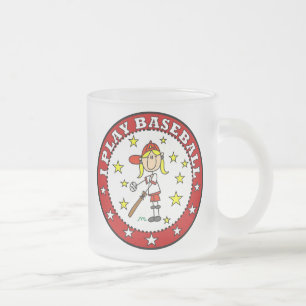 Taza De Cristal Esmerilado Camisetas y regalos de béisbol para niñas