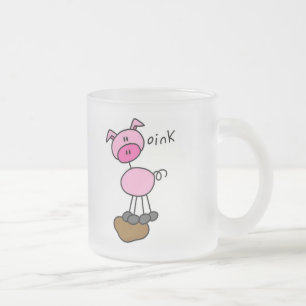 Taza De Cristal Esmerilado Camisetas y regalos de Cerdo dice Oink