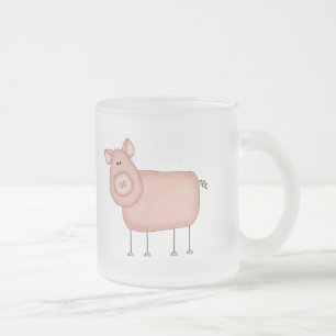 Taza De Cristal Esmerilado Camisetas y regalos de cerdo rosa