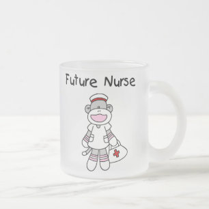 Taza De Cristal Esmerilado Camisetas y regalos de enfermeras futuras de monos