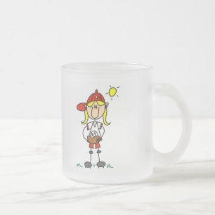 Taza De Cristal Esmerilado Camisetas y regalos de jugadora de béisbol niña