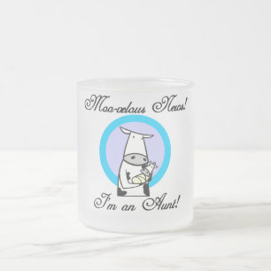 Taza De Cristal Esmerilado Camisetas y regalos de la nueva tía Moo-velous