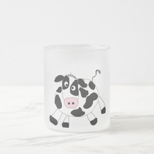 Taza De Cristal Esmerilado Camisetas y regalos de la vaca de la granja (Centro)