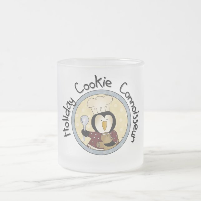 Taza De Cristal Esmerilado Camisetas y regalos de Penguin Cookie Connoisseur (Centro)
