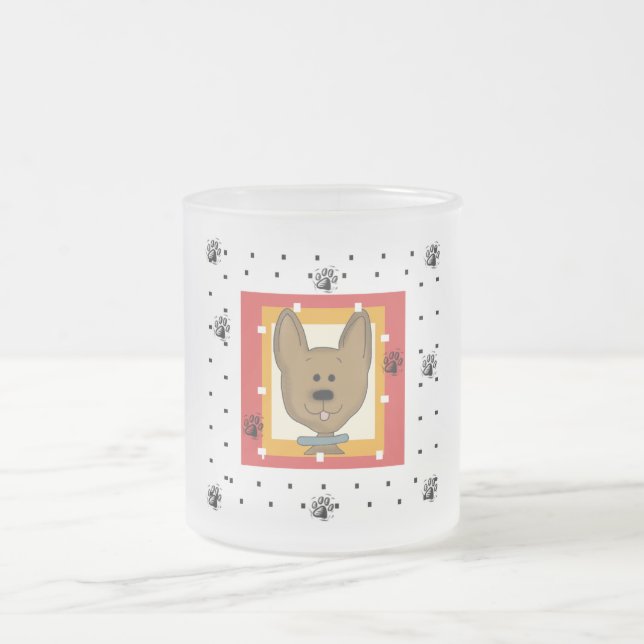 Taza De Cristal Esmerilado Camisetas y regalos de perros marrones (Centro)