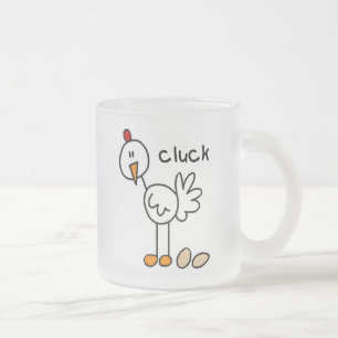 Taza De Cristal Esmerilado Camisetas y regalos de pollo con figuras de palito