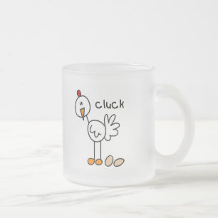 Taza De Cristal Esmerilado Camisetas y regalos de pollo dice cluck