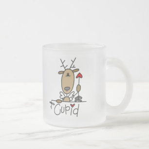 Taza De Cristal Esmerilado Camisetas y regalos de reno Cupido