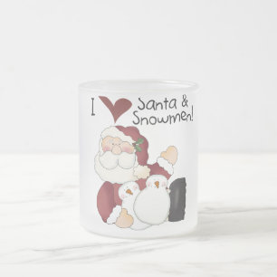 Taza De Cristal Esmerilado Camisetas y regalos de Santa y Snowmen