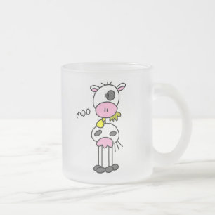 Taza De Cristal Esmerilado Camisetas y regalos de vaca con figura de palo