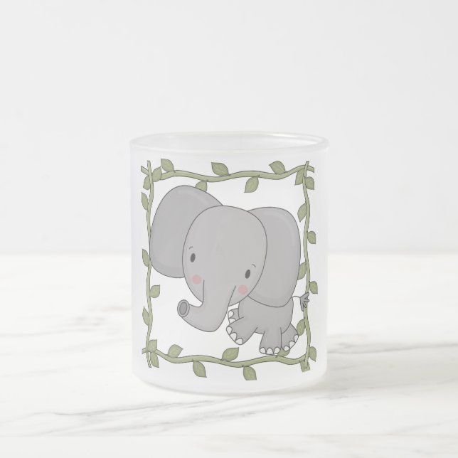 Taza De Cristal Esmerilado Camisetas y regalos del elefante del bebé (Centro)