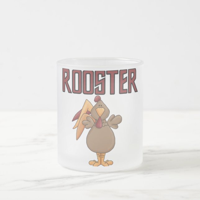 Taza De Cristal Esmerilado Camisetas y regalos del gallo (Centro)