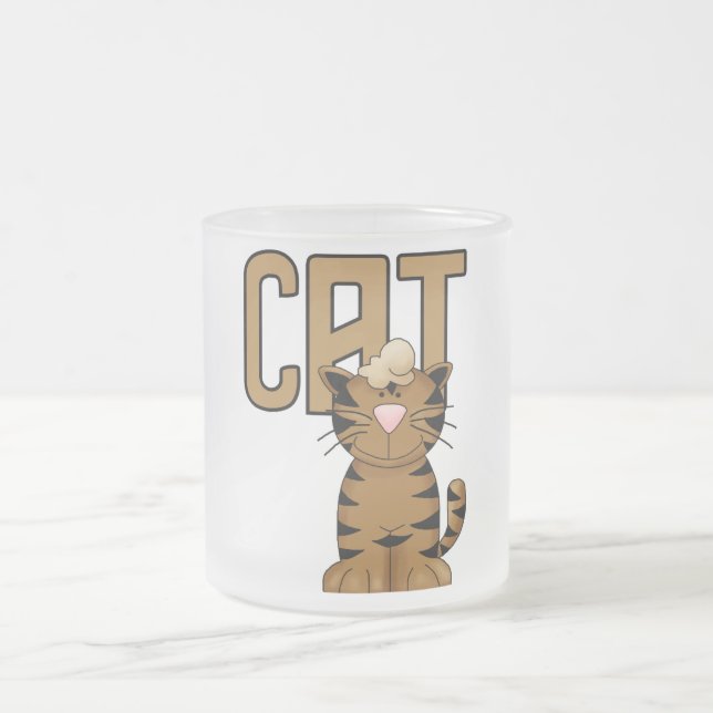 Taza De Cristal Esmerilado Camisetas y regalos del gato (Centro)
