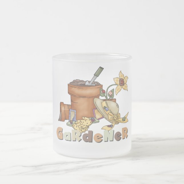 Taza De Cristal Esmerilado Camisetas y regalos del jardinero (Centro)