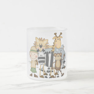 Taza De Cristal Esmerilado Camisetas y regalos del muchacho del safari