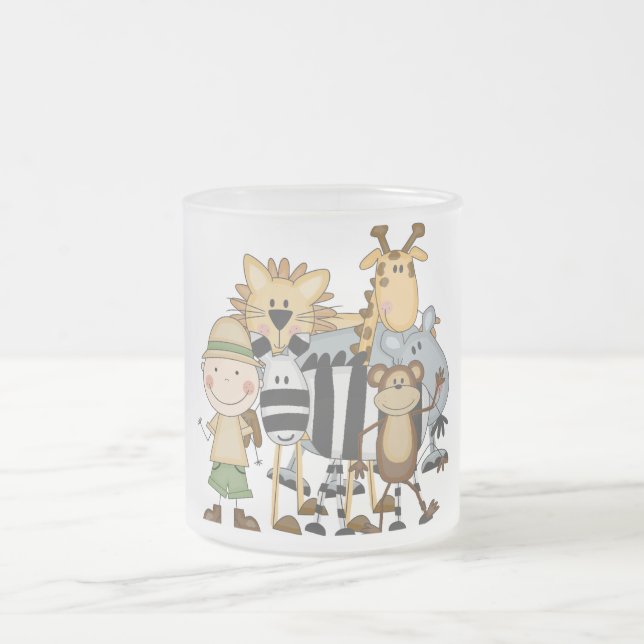 Taza De Cristal Esmerilado Camisetas y regalos del muchacho del safari (Centro)