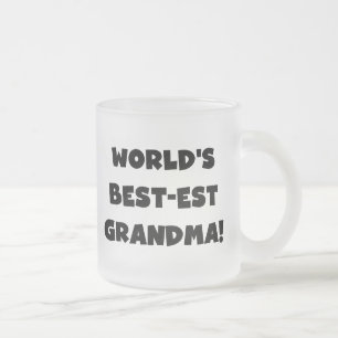 Taza De Cristal Esmerilado Camisetas y regalos del negro de la abuela del