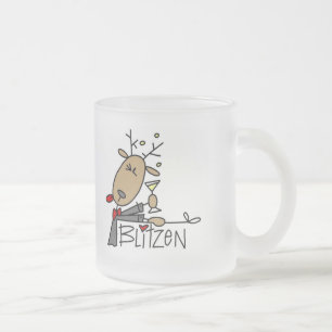 Taza De Cristal Esmerilado Camisetas y regalos del reno de Blitzen