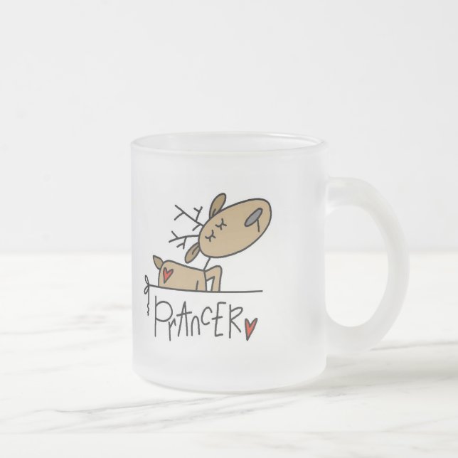 Taza De Cristal Esmerilado Camisetas y regalos del reno de Prancer (Derecha)