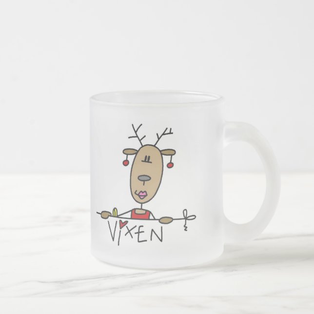 Taza De Cristal Esmerilado Camisetas y regalos del reno del Vixen (Derecha)