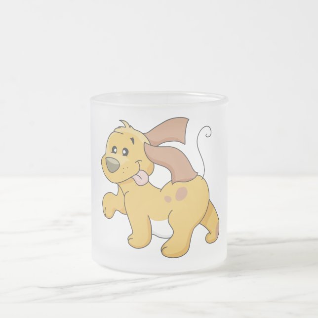 Taza De Cristal Esmerilado Camisetas y regalos felices del perro de Brown (Centro)