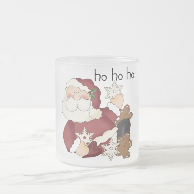 Taza De Cristal Esmerilado Camisetas y regalos Ho Ho Santa (Centro)