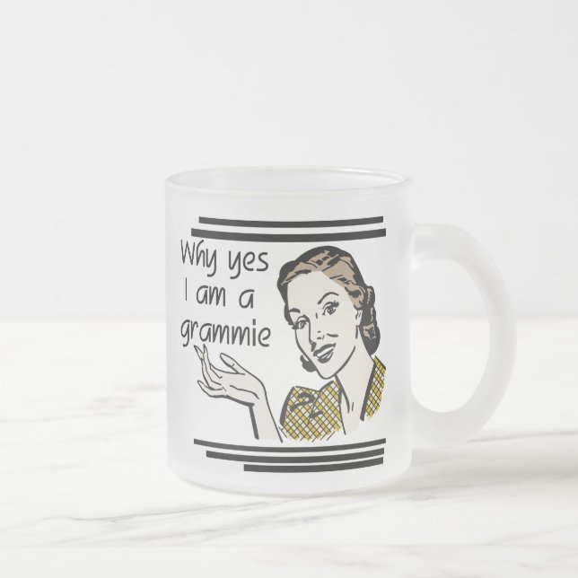 Taza De Cristal Esmerilado Camisetas y regalos retros de Grammie (Derecha)