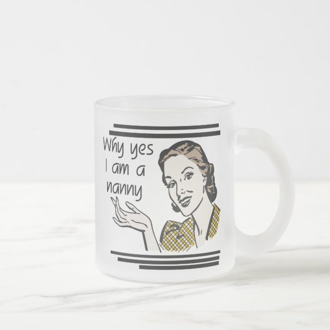 Taza De Cristal Esmerilado Camisetas y regalos retros de la niñera (Derecha)