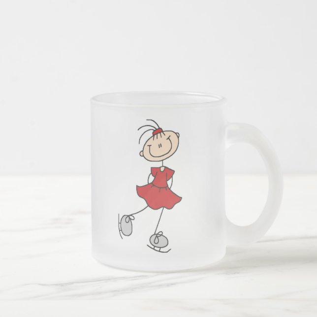 Taza De Cristal Esmerilado Camisetas y regalos rojos del patinador de hielo (Derecha)